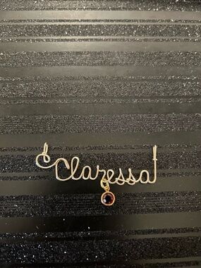 Custom Nameplate Necklace "Clarissa" with Garnet Charm